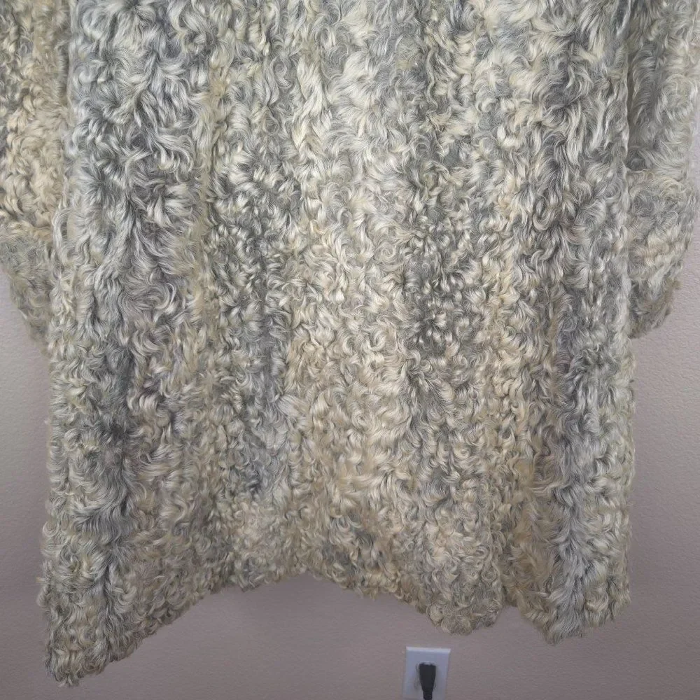 Vintage 50s Curly Lamb Mongolian Fur Coat Beige Gray Womens M Jordan Marsh - Picture 5 of 13